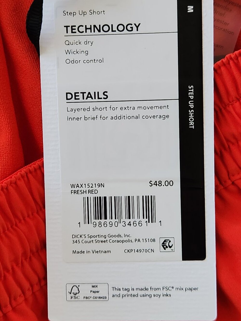 CALIA Drawstring Step Up Short Red Athletic- NWT NEW - Picture 7 of 7